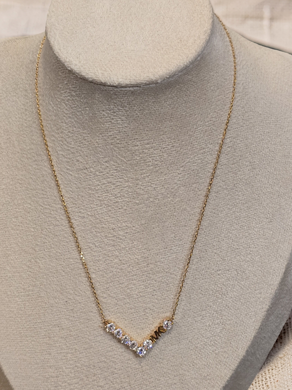 Michael Kors Crystal V-Shape Chevron Pendant Necklace